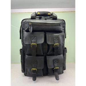 Premium Black Leather Utility Backpack