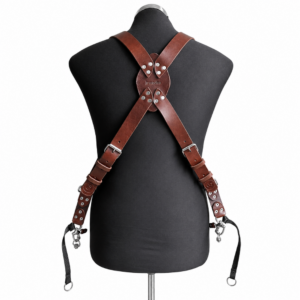 Classic Dark Brown Leather Camera Harness for Photographers