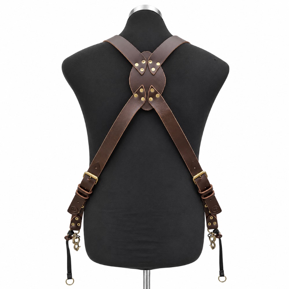 Dark Brown Leather Camera Harness for Professional Photographers