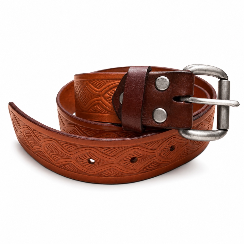 GD Embossed Leather Belt