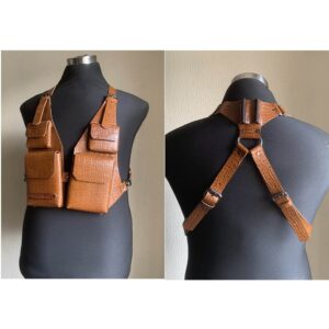 Premium Crocodile Leather Utility Camera Harness Vest