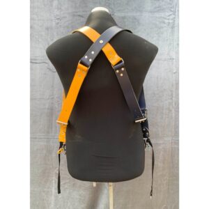 Navy & Tan Leather Camera Harness for Professional Photographers