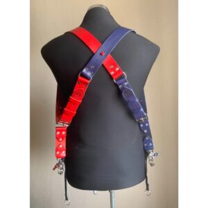 Red & Blue Leather Dual Camera Harness for Professional Photographers