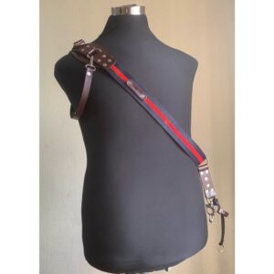 Premium Leather Camera Sling Strap with Red Stripe for Photographers