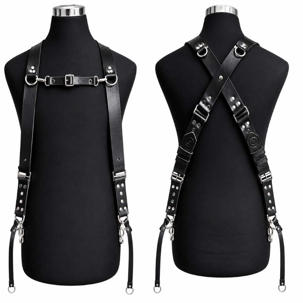 Premium Black Leather Camera Harness for Photographers
