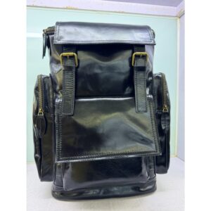 Premium Black Leather Utility Backpack