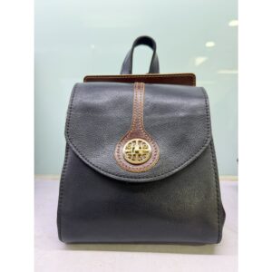 Premium Black Leather Mini Backpack